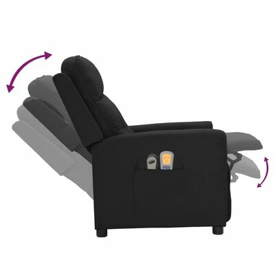 VidaXL Fauteuil électrique de massage Noir Tissu 6 VidaXL Fauteuil électrique de massage Noir Tissu – Image 6