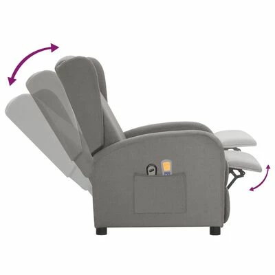 VidaXL Fauteuil électrique de massage Gris clair Tissu 6 VidaXL Fauteuil électrique de massage Gris clair Tissu – Image 6