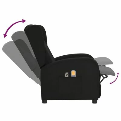 VidaXL Fauteuil électrique de massage Noir Tissu 6 VidaXL Fauteuil électrique de massage Noir Tissu – Image 6