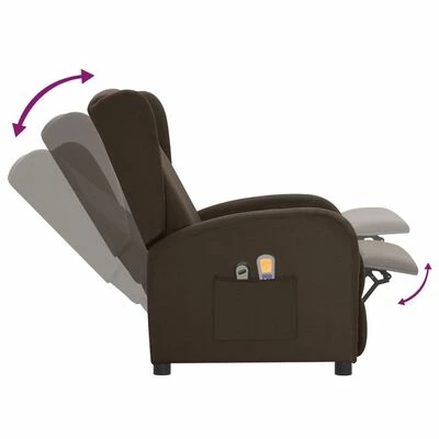 VidaXL Fauteuil électrique de massage Marron foncé Tissu 6 VidaXL Fauteuil électrique de massage Marron foncé Tissu – Image 6
