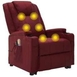 VidaXL Fauteuil inclinable de massage Rouge bordeaux Similicuir -Fauteuils électriques Soldes image 6 3100333