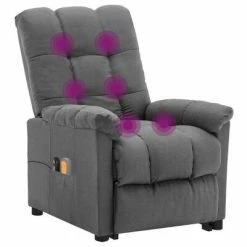 VidaXL Fauteuil inclinable de massage Gris clair Tissu -Fauteuils électriques Soldes image 6 3100352
