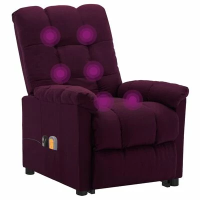 VidaXL Fauteuil inclinable de massage Violet Tissu 6 VidaXL Fauteuil inclinable de massage Violet Tissu – Image 6