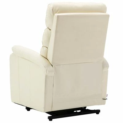 VidaXL Fauteuil inclinable de massage Blanc crème Similicuir 6 VidaXL Fauteuil inclinable de massage Blanc crème Similicuir – Image 6