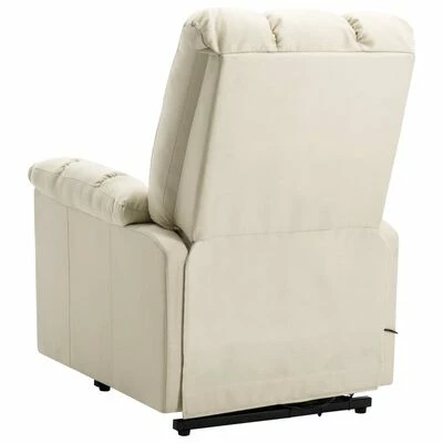 VidaXL Fauteuil inclinable de massage Crème Tissu 6 VidaXL Fauteuil inclinable de massage Crème Tissu – Image 6