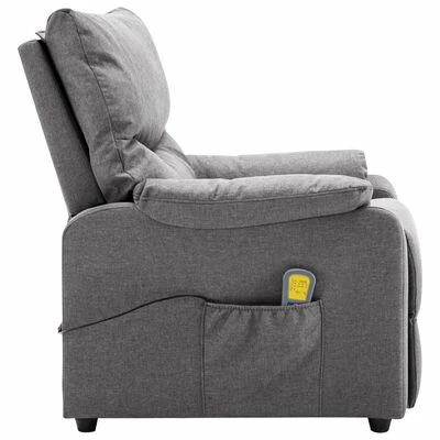 VidaXL Fauteuil inclinable de massage Gris clair Tissu 6 VidaXL Fauteuil inclinable de massage Gris clair Tissu – Image 6