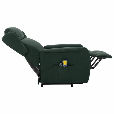 VidaXL Fauteuil de massage inclinable Vert foncé Tissu 6 VidaXL Fauteuil de massage inclinable Vert foncé Tissu – Image 6