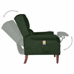 VidaXL Fauteuil de massage inclinable Vert foncé Velours -Fauteuils électriques Soldes image 6 329292