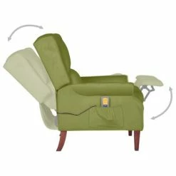 VidaXL Fauteuil de massage inclinable Vert clair Velours -Fauteuils électriques Soldes image 6 329293