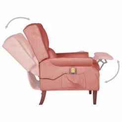 VidaXL Fauteuil de massage inclinable Rose Velours -Fauteuils électriques Soldes image 6 329294