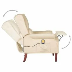 VidaXL Fauteuil de massage inclinable Crème Velours -Fauteuils électriques Soldes image 6 329299