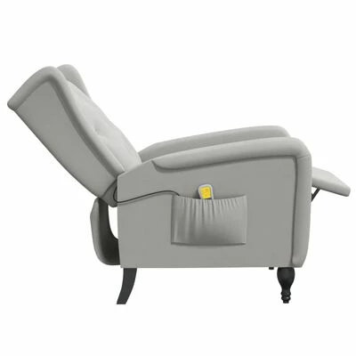 VidaXL Fauteuil de massage inclinable Gris clair Velours 6 VidaXL Fauteuil de massage inclinable Gris clair Velours – Image 6