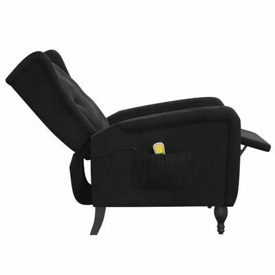 VidaXL Fauteuil de massage inclinable Noir Velours 6 VidaXL Fauteuil de massage inclinable Noir Velours – Image 6