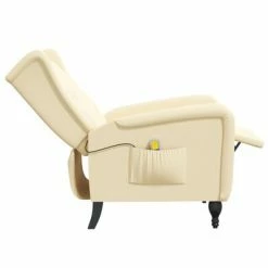 VidaXL Fauteuil de massage inclinable Crème Velours -Fauteuils électriques Soldes image 6 329361