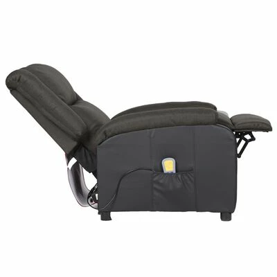 VidaXL Fauteuil de massage inclinable Gris foncé Similicuir et tissu 6 VidaXL Fauteuil de massage inclinable Gris foncé Similicuir et tissu – Image 6