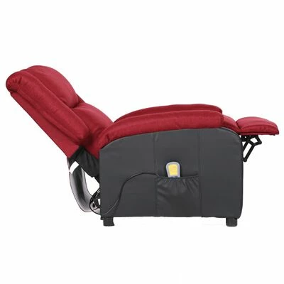 VidaXL Fauteuil de massage inclinable Bordeaux Similicuir et tissu 6 VidaXL Fauteuil de massage inclinable Bordeaux Similicuir et tissu – Image 6
