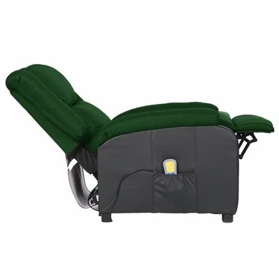 VidaXL Fauteuil de massage inclinable Vert foncé Similicuir et tissu 6 VidaXL Fauteuil de massage inclinable Vert foncé Similicuir et tissu – Image 6