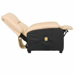 VidaXL Fauteuil de massage inclinable Crème Similicuir et tissu -Fauteuils électriques Soldes image 6 329504