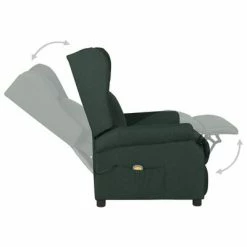 VidaXL Fauteuil de massage inclinable Vert foncé Tissu -Fauteuils électriques Soldes image 6 329655