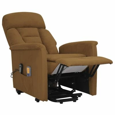 VidaXL Fauteuil inclinable de massage Taupe Tissu microfibre 6 VidaXL Fauteuil inclinable de massage Taupe Tissu microfibre – Image 6