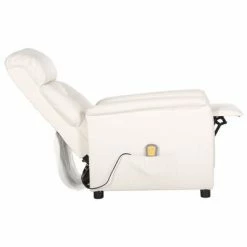 VidaXL Fauteuil de massage inclinable Blanc Similicuir -Fauteuils électriques Soldes image 6 329679