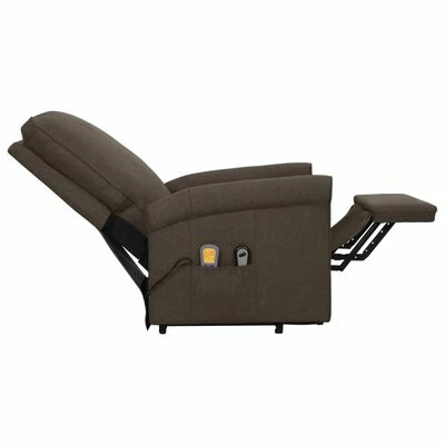 VidaXL Fauteuil de massage inclinable Marron foncé Tissu 6 VidaXL Fauteuil de massage inclinable Marron foncé Tissu – Image 6