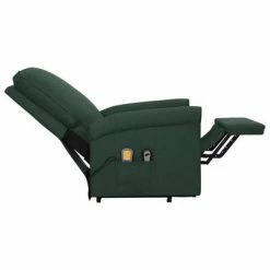 VidaXL Fauteuil de massage inclinable Vert foncé Tissu -Fauteuils électriques Soldes image 6 329735