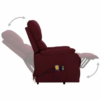 VidaXL Fauteuil de massage inclinable Violet Tissu 6 VidaXL Fauteuil de massage inclinable Violet Tissu – Image 6