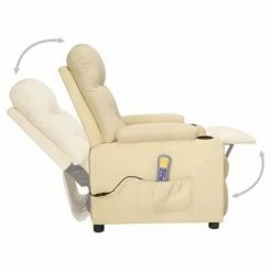VidaXL Fauteuil de massage inclinable Crème Tissu -Fauteuils électriques Soldes image 6 339101