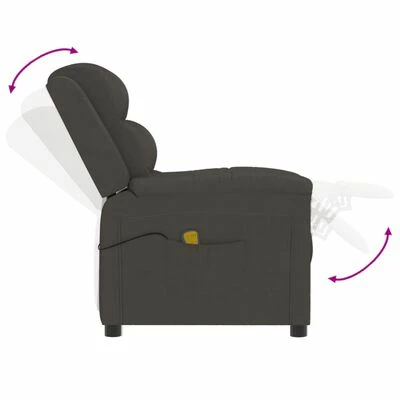 VidaXL Fauteuil de massage inclinable Gris foncé Velours 6 VidaXL Fauteuil de massage inclinable Gris foncé Velours – Image 6