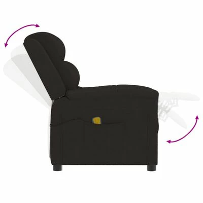 VidaXL Fauteuil de massage inclinable Noir Velours 6 VidaXL Fauteuil de massage inclinable Noir Velours – Image 6