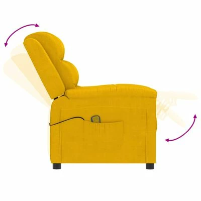 VidaXL Fauteuil de massage inclinable Jaune Velours 6 VidaXL Fauteuil de massage inclinable Jaune Velours – Image 6
