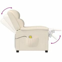 VidaXL Fauteuil de massage inclinable Crème Velours -Fauteuils électriques Soldes image 6 342397