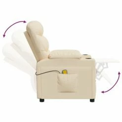 VidaXL Fauteuil de massage inclinable Crème Tissu -Fauteuils électriques Soldes image 6 348091