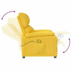 VidaXL Fauteuil de massage inclinable Jaune Tissu 11 VidaXL Fauteuil de massage inclinable Jaune Tissu -Fauteuils électriques Soldes image 6 348479